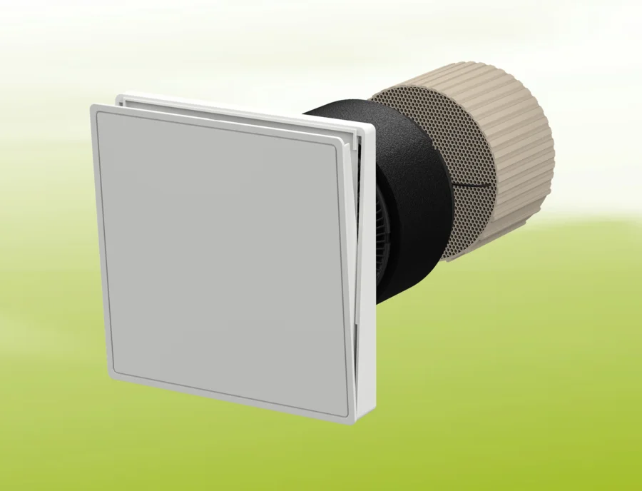 Vitovent 100-D Typ H40E B55 (L) Viessmann incluso di cappa esterna bianca e tubo da 500 mm