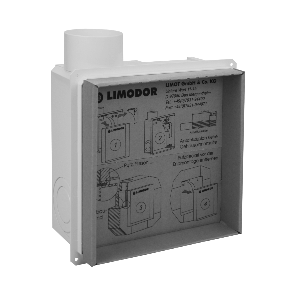 Limodor Cassetta da incasso compatta, scarico laterale, NW80